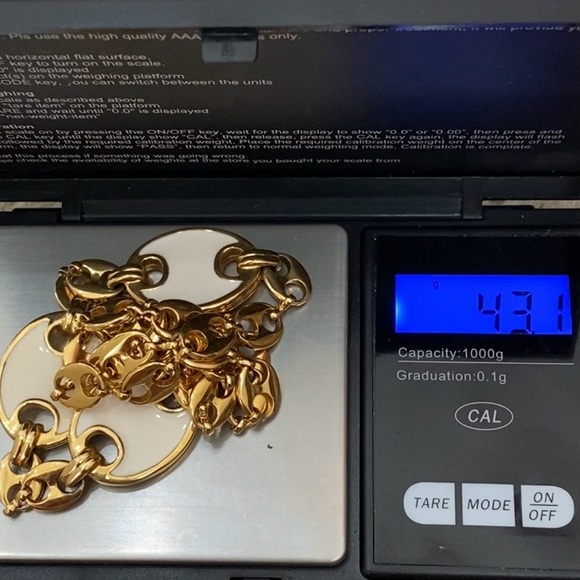 Vintage Unsigned Gold-tone White Enameled Mariner Link Chain 18” Necklace 43.1g - Picture 9 of 12